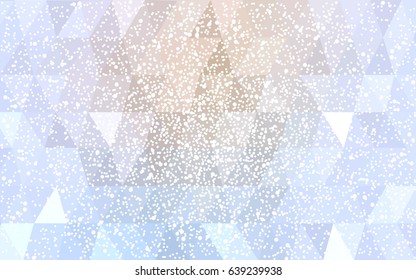 Light BLUE vector low poly crystal background with snowflakes. Polygon christmas design pattern. Low poly illustration of New Year celebration.