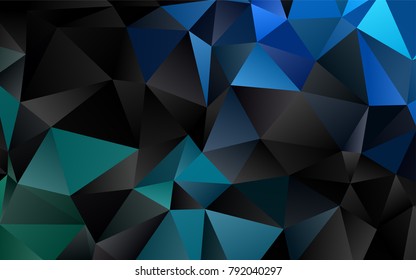 Light BLUE vector low poly pattern. Shining illustration, which consist of triangles. The textured pattern can be used for background.