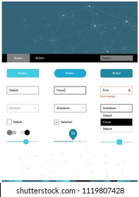 Light BLUE vector Material Design Kit with lines, circles. Web ui kit with abstract triangles, circles in its header. Modern template for your landing page.