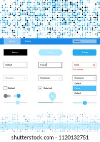 Light BLUE vector Material Design Kit with dots. Colorful ui/ux kit with header consisted of spheres. Simple colorful design for websites.