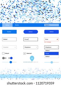 Light BLUE vector Material Design Kit with dots. Simple Material Design Kit with colorful dots in header. Simple colorful design for websites.
