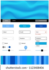 Light BLUE vector Material Design Kit with liquid shapes. Creative illustration in halftone marble style with gradient. Modern template for your landing page.