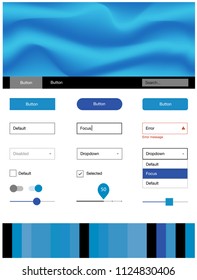 Light BLUE vector Material Design Kit with liquid shapes. Modern gradient abstract illustration with bandy lines. This template you can use for websites.