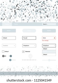 Light BLUE vector Material Design Kit with dots. Modern Style guide with colorful gradient circles in its header. This template you can use for landing pages.