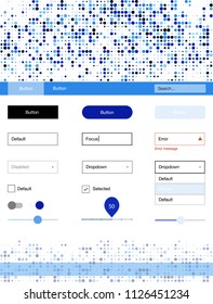 Light BLUE vector Material Design Kit with dots. Simple Material Design Kit with colorful dots in header. Modern template for your landing page.
