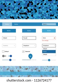 Light BLUE vector Material Design Kit with dots. Beautiful ui ux kit with colorful dots in its header. Simple colorful design for websites.