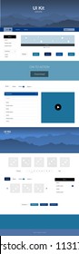 Light BLUE vector Material Design Kit with hills. Colorful Style guide with mountains on abstract background. Beautiful layout for websites, landing pages.