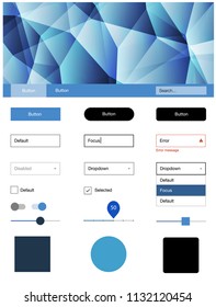 Light BLUE vector Material Design Kit with lines. Colorful Style guide with triangles on abstract background. This template you can use for websites.
