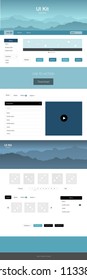 Light BLUE vector Material Design Kit with hills. Colorful Style guide with mountains on abstract background. Sample for your landing page of tourism.