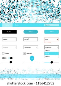 Light BLUE vector Material Design Kit with dots. Beautiful ui ux kit with colorful dots in its header. This sample is for your website.