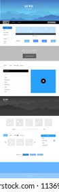 Light BLUE vector Material Design Kit with hills. Beautiful ui ux kit with colorful mountains in its header. Modern template for your landing page.