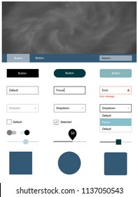 Light BLUE vector Material Design Kit with stars. Simple Material Design Kit with colorful clouds in header. This sample is for your landing page.
