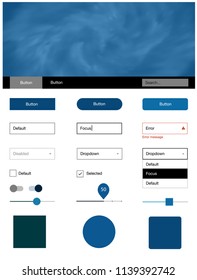 Light BLUE vector Material Design Kit with stars. Decorative ui kit design in abstract style with colorful sky. Beautiful layout for websites, landing pages.