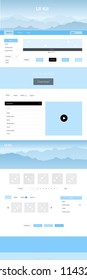 Light BLUE vector Material Design Kit with hills. Decorative ui kit design in abstract style with colorful rocks. Sample for your landing page of tourism.