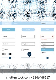 Light BLUE vector Material Design Kit with dots. Modern Style guide with colorful gradient circles in its header. This template you can use for landing pages.