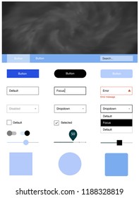 Light BLUE vector Material Design Kit with stars. Modern Style guide with colorful gradient sky in its header. This template you can use for websites.