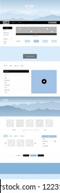 Light BLUE vector Material Design Kit with hills. Colorful Style guide with mountains on abstract background. Beautiful layout for websites, landing pages.