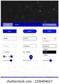 Light BLUE vector Material Design Kit with lines, circles. Colorful ui/ux kit with triangles, circles in header. This sample is for your landing page.