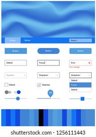 Light BLUE vector Material Design Kit with liquid shapes. Colorful illustration in abstract memphis style with gradient. This template you can use for websites.