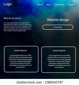 Light BLUE vector Material Design Kit with stars. Web ui kit with abstract gradient clouds in its header. Beautiful layout for websites, landing pages.