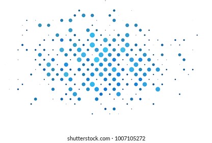 Light BLUE vector modern geometrical circle abstract background. Dotted texture template. Geometric pattern in halftone style with gradient. 