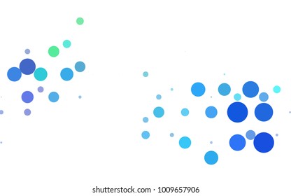 Light BLUE vector modern geometrical circle abstract background. Dotted texture template. Geometric pattern in halftone style with gradient. 