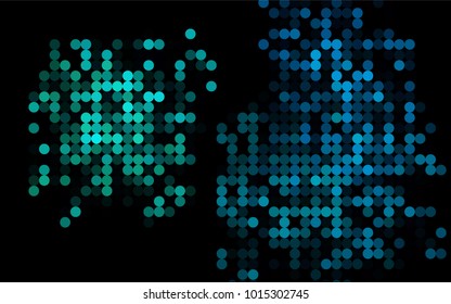 Light BLUE vector modern geometrical circle abstract background. Dotted texture template. Geometric pattern in halftone style with gradient. 