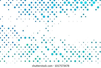 Light BLUE vector modern geometrical circle abstract background. Dotted texture template. Geometric pattern in halftone style with gradient. 