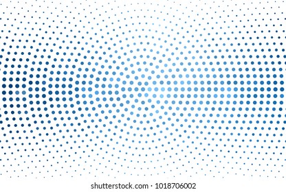 Light BLUE vector modern geometrical circle abstract background. Dotted texture template. Geometric pattern in halftone style with gradient. 