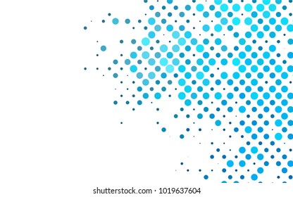 Light BLUE vector modern geometrical circle abstract background. Dotted texture template. Geometric pattern in halftone style with gradient. 