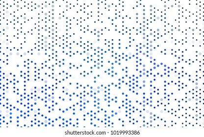 Light BLUE vector modern geometrical circle abstract background. Dotted texture template. Geometric pattern in halftone style with gradient. 