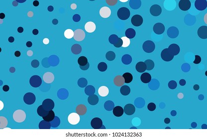 Light BLUE vector modern geometrical circle abstract background. Dotted texture template. Geometric pattern in halftone style with gradient. 