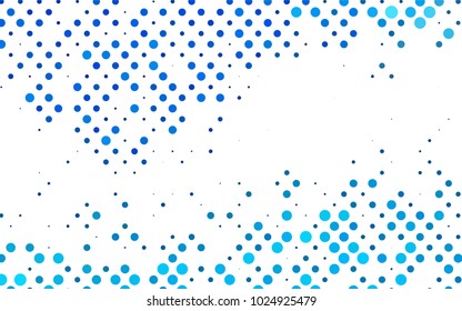 Light BLUE vector modern geometrical circle abstract background. Dotted texture template. Geometric pattern in halftone style with gradient. 