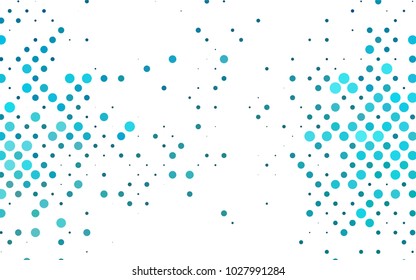 Light BLUE vector modern geometrical circle abstract background. Dotted texture template. Geometric pattern in halftone style with gradient. 