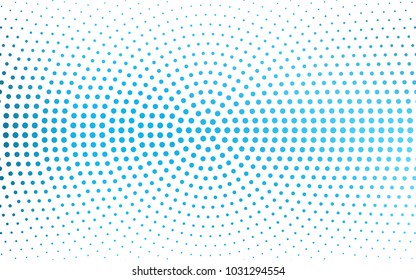 Light BLUE vector modern geometrical circle abstract background. Dotted texture template. Geometric pattern in halftone style with gradient. 