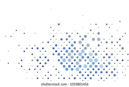 Light BLUE vector modern geometrical circle abstract background. Dotted texture template. Geometric pattern in halftone style with gradient. 