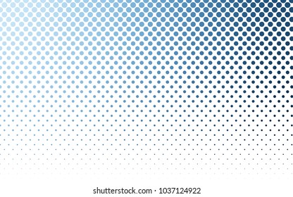 Light BLUE vector modern geometrical circle abstract background. Dotted texture template. Geometric pattern in halftone style with gradient. 