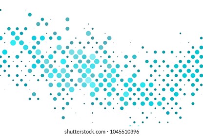 Light BLUE vector modern geometrical circle abstract background. Dotted texture template. Geometric pattern in halftone style with gradient. 