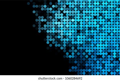 Light BLUE vector modern geometrical circle abstract background. Dotted texture template. Geometric pattern in halftone style with gradient. 
