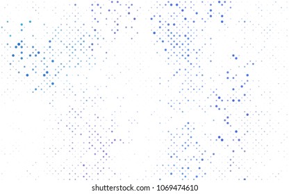 Light BLUE vector modern geometrical circle abstract background. Dotted texture template. Geometric pattern in halftone style with gradient. 