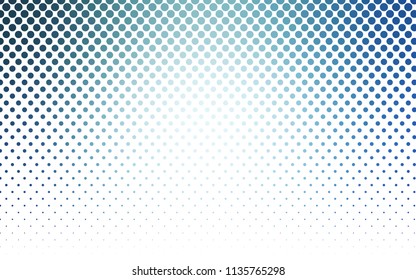 Light BLUE vector modern geometrical circle abstract background. Dotted texture template. Geometric pattern in halftone style with gradient. 