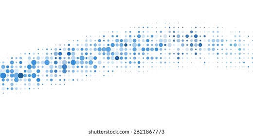 Light BLUE vector modern geometrical circle abstract background. Dotted texture template. Geometric pattern in halftone style with gradient. 