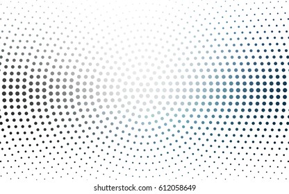Light BLUE vector modern geometrical circle abstract background. Dotted texture template. Geometric pattern in halftone style with gradient. 