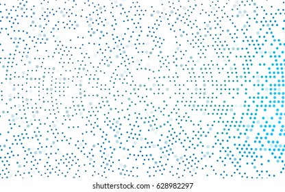 Light BLUE vector modern geometrical circle abstract background. Dotted texture template. Geometric pattern in halftone style with gradient. 