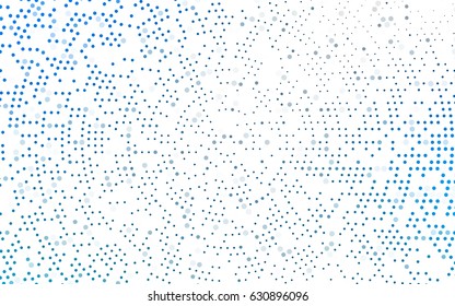 Light BLUE vector modern geometrical circle abstract background. Dotted texture template. Geometric pattern in halftone style with gradient. 