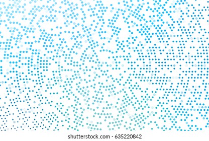 Light BLUE vector modern geometrical circle abstract background. Dotted texture template. Geometric pattern in halftone style with gradient. 