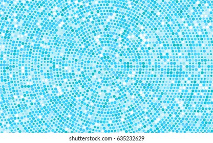 Light BLUE vector modern geometrical circle abstract background. Dotted texture template. Geometric pattern in halftone style with gradient. 