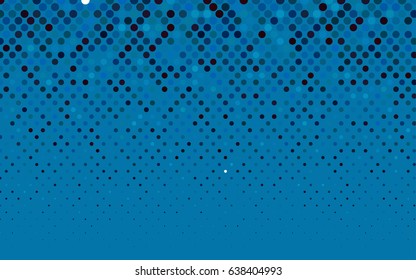 Light BLUE vector modern geometrical circle abstract background. Dotted texture template. Geometric pattern in halftone style with gradient. 
