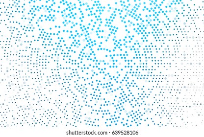 Light BLUE vector modern geometrical circle abstract background. Dotted texture template. Geometric pattern in halftone style with gradient. 