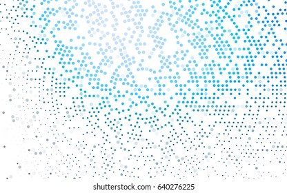Light BLUE vector modern geometrical circle abstract background. Dotted texture template. Geometric pattern in halftone style with gradient. 